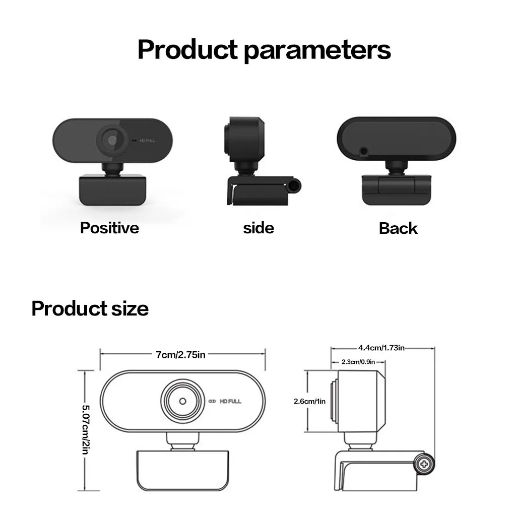 USB HD Webcam with Microphone 360 Degree Rotating Webcam for Computer Adjustable Laptop Camera