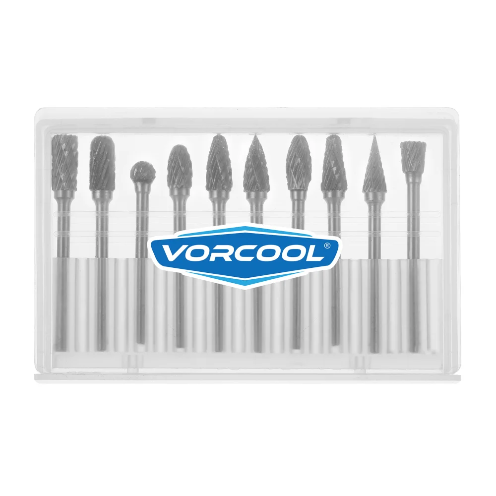 VORCOOL 10pcs Tungsten Carbide Cutting Bur Double Cut Rotary Bur Set Grinding Heads for Woodworking Drilling Carving Engraving
VORCOOL 10pcs Tungsten Carbide Cutting Bur Double Cut Rotary Bur Set Grinding Heads for Woodworking Drilling Carving Engraving