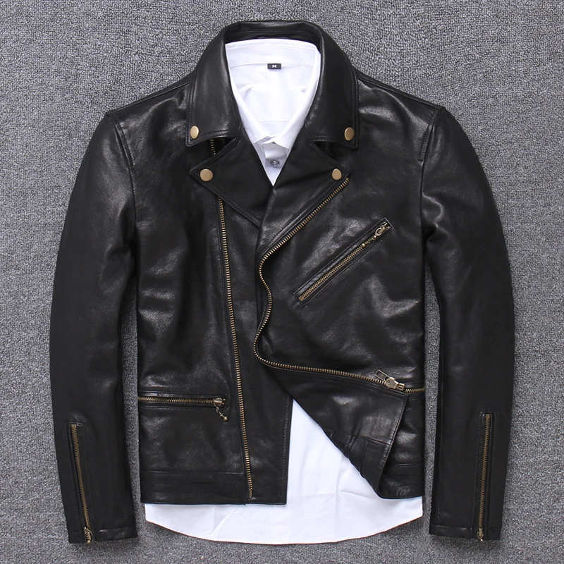 Vegetable Tanning Sheepskin Thin Section Male Oblique Zipper Self-cultivation Loose Coat Really Leather Jacket Short Fund Halley
Vegetable Tanning Sheepskin Thin Section Male Oblique Zipper Self-cultivation Loose Coat Really Leather Jacket Short Fund Halley