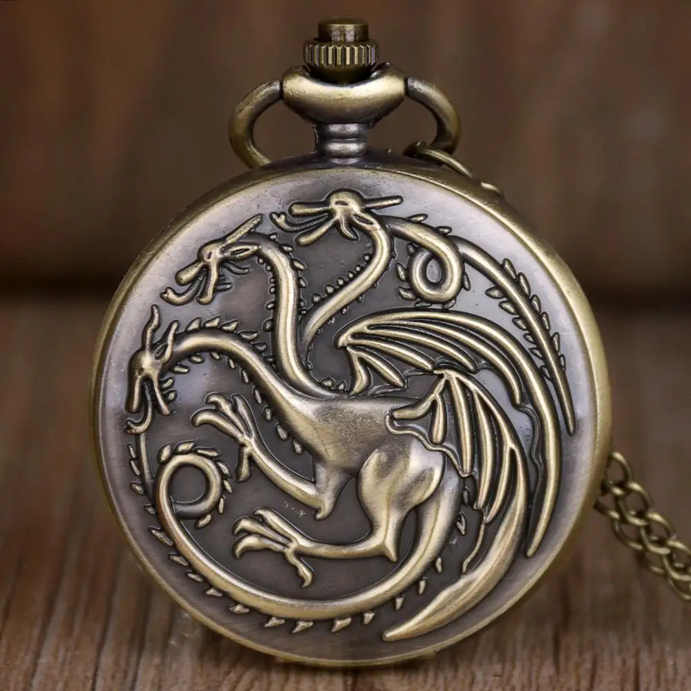 Винтажные бронзовые Кварцевые карманные часы Античная Бронза Кулон ожерелье