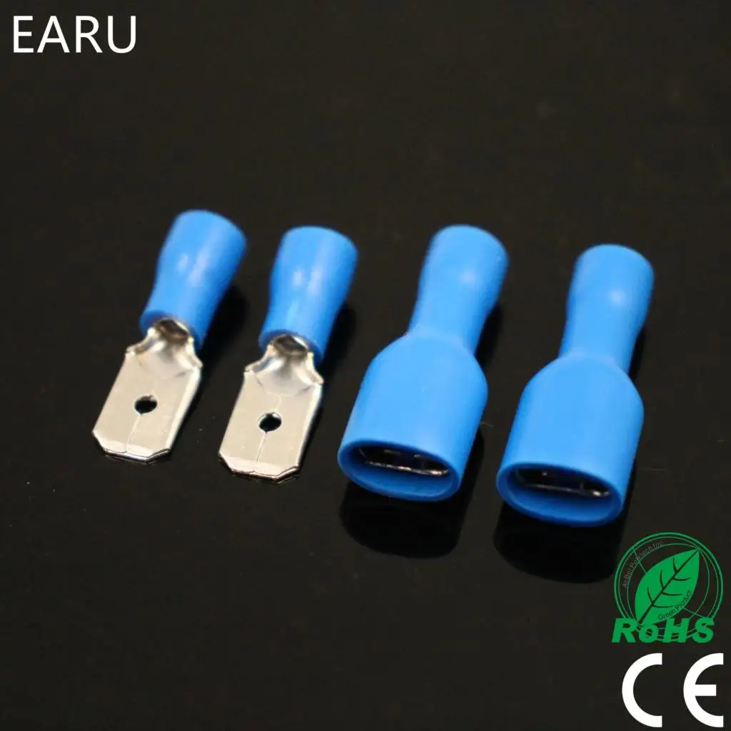 100pcs 50pairs 6.3mm 16-14AWG Female Male Electrical Wiring Connector Insulated Crimp Terminal Spade Blue FDFD 2-250 MDD 2-250
100pcs 50pairs 6.3mm 16-14AWG Female Male Electrical Wiring Connector Insulated Crimp Terminal Spade Blue FDFD 2-250 MDD 2-250