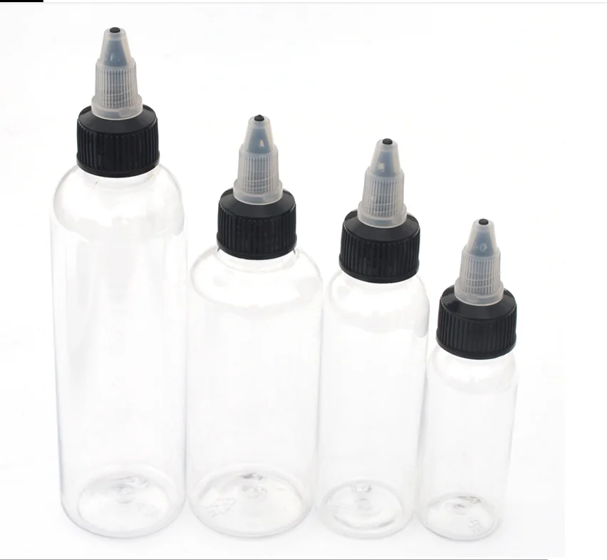 

50pcs/lot 30ml 50ml 60ml 100ml 120ml Unicorn Bottle Twist Cap PET Plastic E Liquid Bottle With Twist Off Caps Dropper Bottles