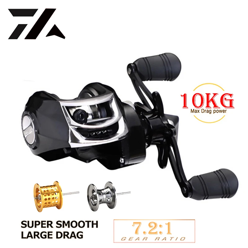 

New Ultra-smooth 7.2:1 High Speed Baitcasting Reel Double Spool Fishing Reel 10kg Max Drag Power Casting Reel Fishing Accessorie