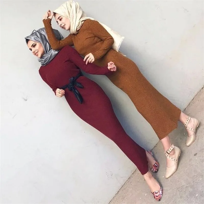 Muslim Base Sweater Dress Women O-Neck Long Sleeve Knitted Long Vestidos Turkish Girl Style Prom Female European Clothing Dress
Muslim Base Sweater Dress Women O-Neck Long Sleeve Knitted Long Vestidos Turkish Girl Style Prom Female European Clothing Dress