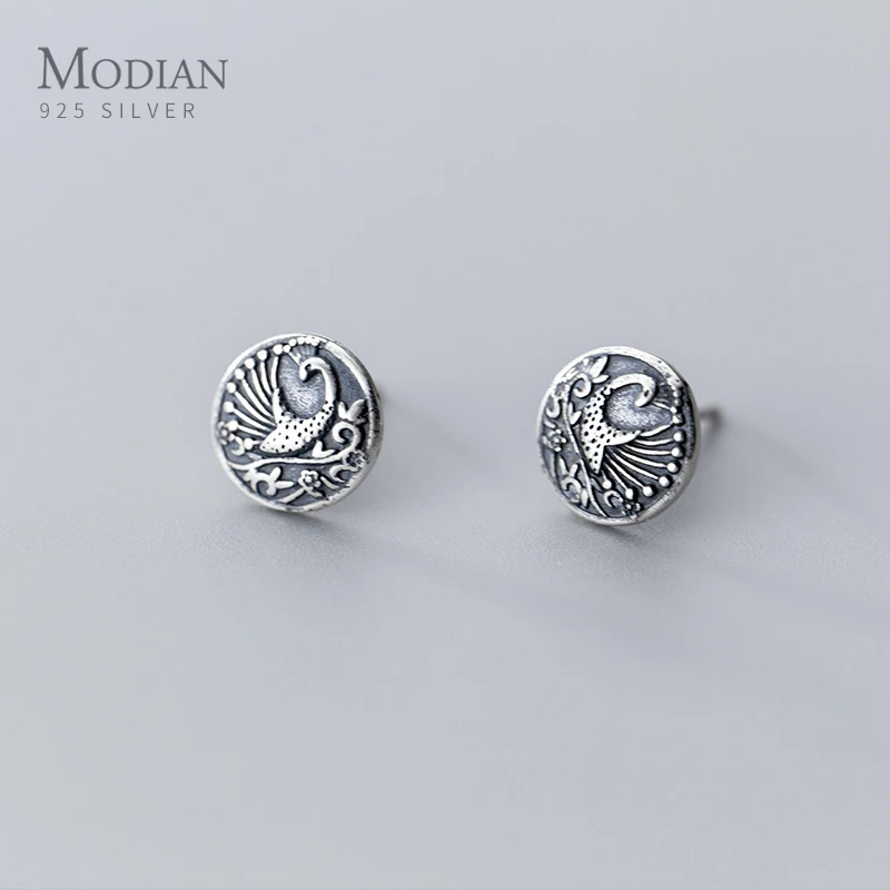 Modian Trendy 925 Sterling Silver Vintage Animal Peacock Pattern Geometric Circle Stud Earring for Women Fine Jewelry 2020 Year
Modian Trendy 925 Sterling Silver Vintage Animal Peacock Pattern Geometric Circle Stud Earring for Women Fine Jewelry 2020 Year