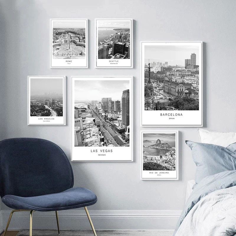 Nordic modern style wall art HD pictures black and white canvas world city landscape Barcelona poster print home decoration
Nordic modern style wall art HD pictures black and white canvas world city landscape Barcelona poster print home decoration