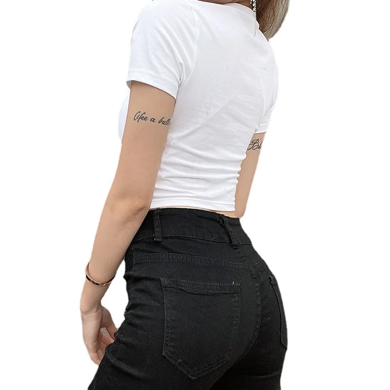 Summer Print White T-shirt Short Sleeve Slim Fit Women Casual Top Tee Street wear Clothing Friends Wear Cute and Psycho Y2k Top
Summer Print White T-shirt Short Sleeve Slim Fit Women Casual Top Tee Street wear Clothing Friends Wear Cute and Psycho Y2k Top