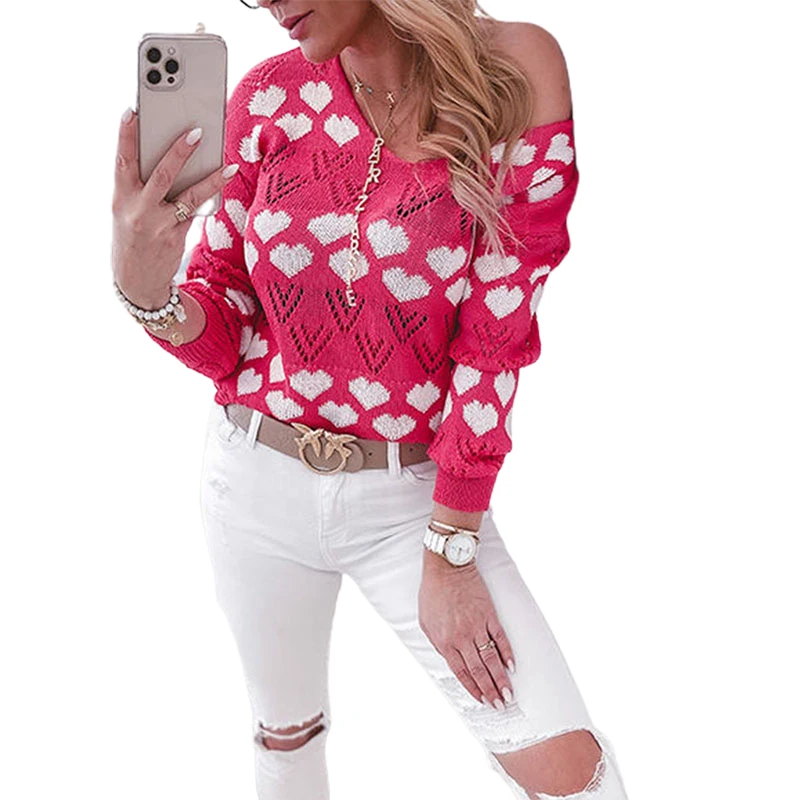 Autumn Fashion Female Heart Shape V-neck Knit Sweater Women Fashion Casual Long Sleeve Pullovers Top
Autumn Fashion Female Heart Shape V-neck Knit Sweater Women Fashion Casual Long Sleeve Pullovers Top