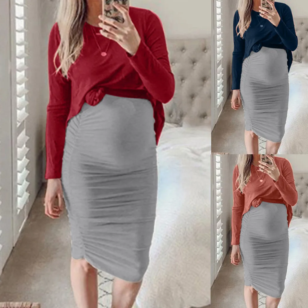 Women Pregnant Maternity O-neck Long Sleeve Solid Tops Skirt Sexy Set Dress Spring Maxi Dresses For Women Vestido De Mulher New#
Women Pregnant Maternity O-neck Long Sleeve Solid Tops Skirt Sexy Set Dress Spring Maxi Dresses For Women Vestido De Mulher New#