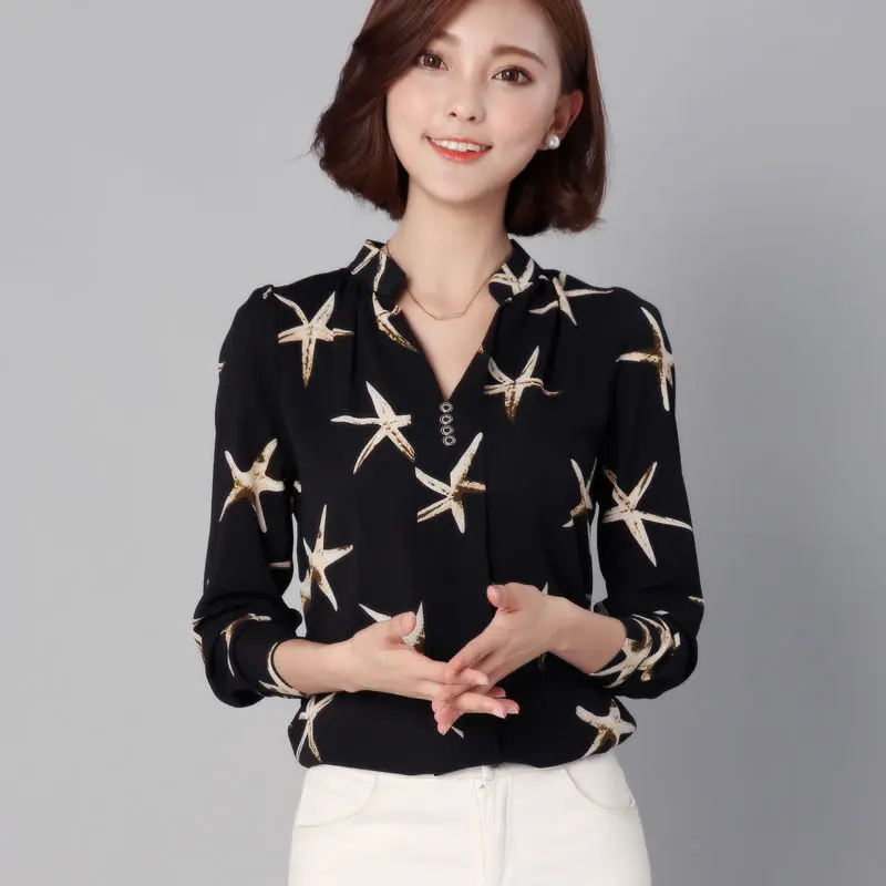 Chiffon Blouse New Women Tops Long Sleeve V-Neck Workwear Shirts Elegant Lady Blouses Loose Women blusas mujer de moda 2021
Chiffon Blouse New Women Tops Long Sleeve V-Neck Workwear Shirts Elegant Lady Blouses Loose Women blusas mujer de moda 2021
