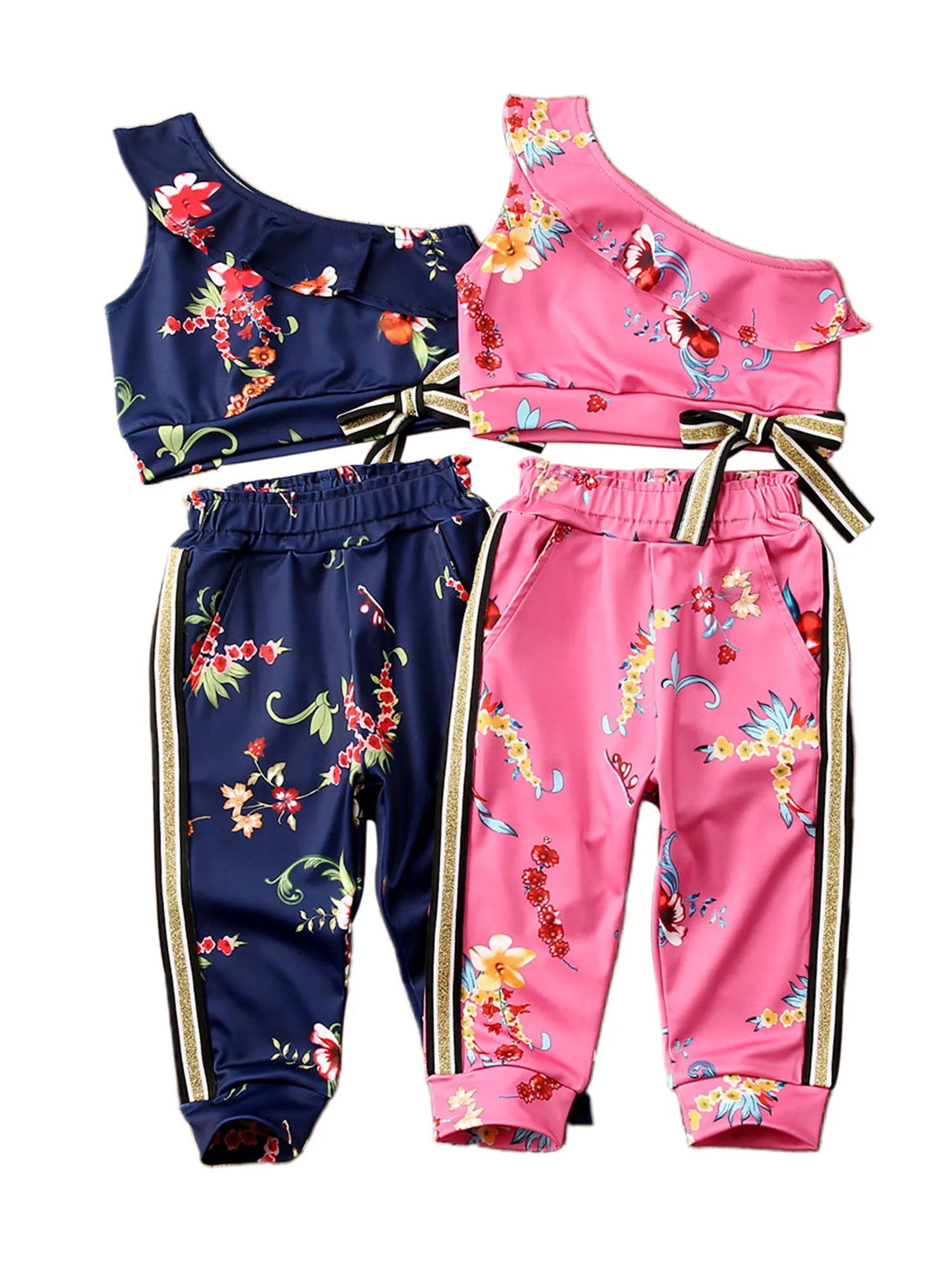 Детская летняя одежда 2020 яркий комплект одежды для маленьких девочек топы на