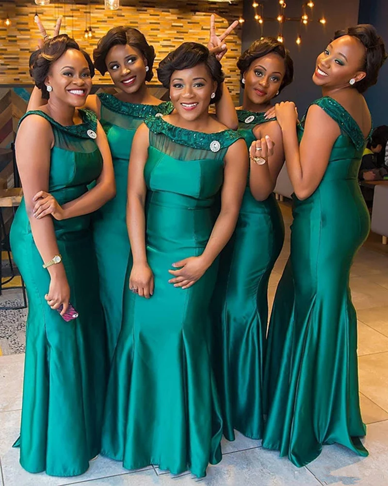 2021 Satin Green Bridesmaid Dresses Mermaid Beaded Blackless Sleeveless Long Wedding Party Guest Prom Gowns Maid of Honor Formal
2021 Satin Green Bridesmaid Dresses Mermaid Beaded Blackless Sleeveless Long Wedding Party Guest Prom Gowns Maid of Honor Formal