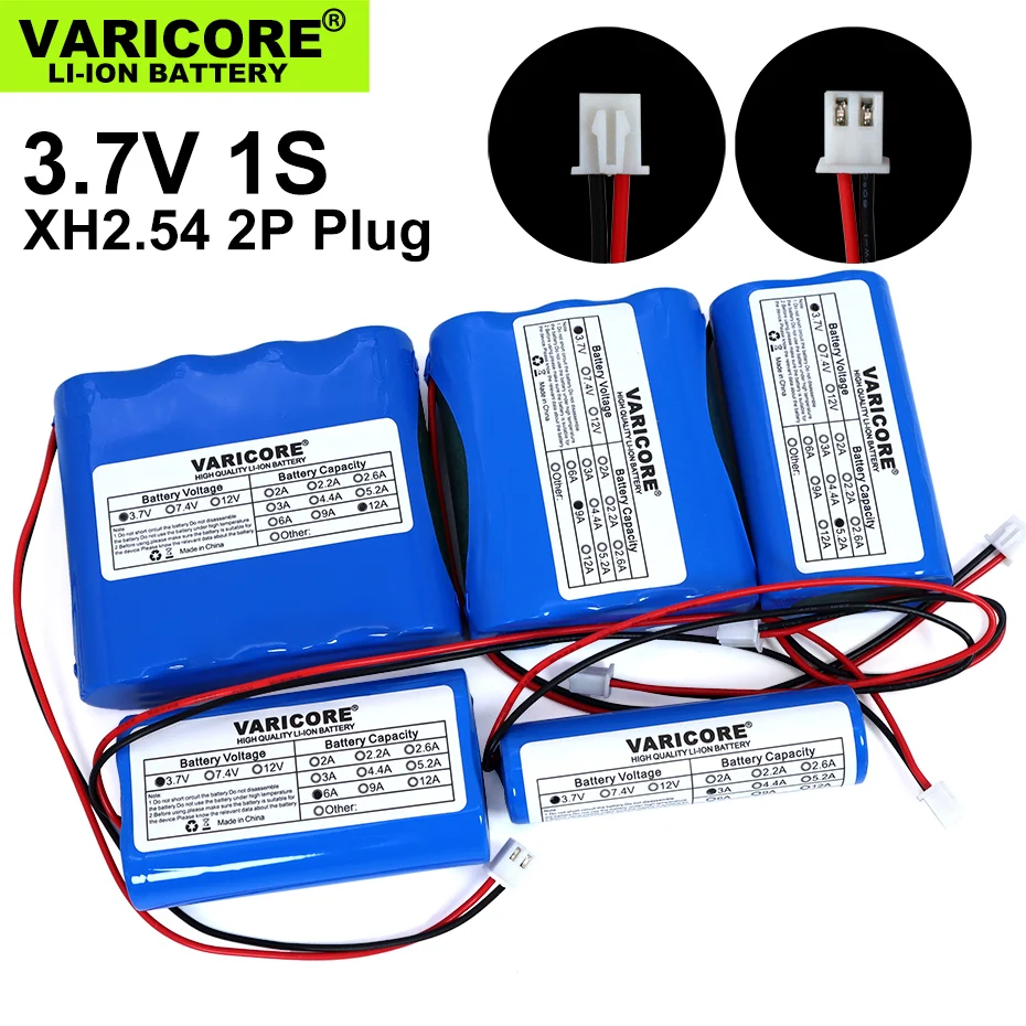 3.7V/4.2V 18650 Li-ion battery 3000mAh 5200mAh 6000mAh 9000mAh 12000mAh with PCB protection XH 2.54 2P Plug
3.7V/4.2V 18650 Li-ion battery 3000mAh 5200mAh 6000mAh 9000mAh 12000mAh with PCB protection XH 2.54 2P Plug
