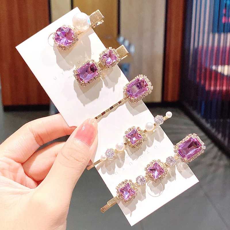 Women Hair Clips Set Jewelry Fashion Purple Crystal Hair Accessories Luxury Simulation Pearl Barrette Pin For Girl Gift Ornament
Women Hair Clips Set Jewelry Fashion Purple Crystal Hair Accessories Luxury Simulation Pearl Barrette Pin For Girl Gift Ornament