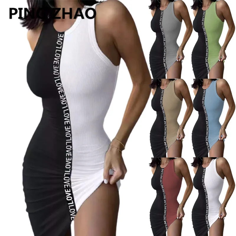 PING ZHAO Sexy Letter Print Bodycon Party Dress Summer Women Fashion Sleeveless Casual O-neck Slim Rib Dresses
PING ZHAO Sexy Letter Print Bodycon Party Dress Summer Women Fashion Sleeveless Casual O-neck Slim Rib Dresses
