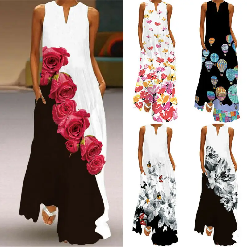 VICABO Women Dress 2021 V Neck Sleeveless Floral Pocket Rose Butterfly Long Dress Summer Evening Party Lantern Dresses Women 
VICABO Women Dress 2021 V Neck Sleeveless Floral Pocket Rose Butterfly Long Dress Summer Evening Party Lantern Dresses Women
