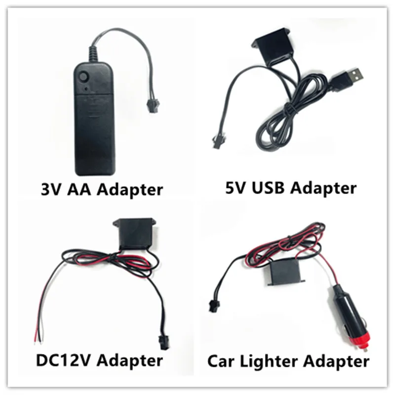 Фото Адаптер питания постоянного тока 3 в AA 5 USB 12 В контроллер инвертор для 1-5 м El Wire