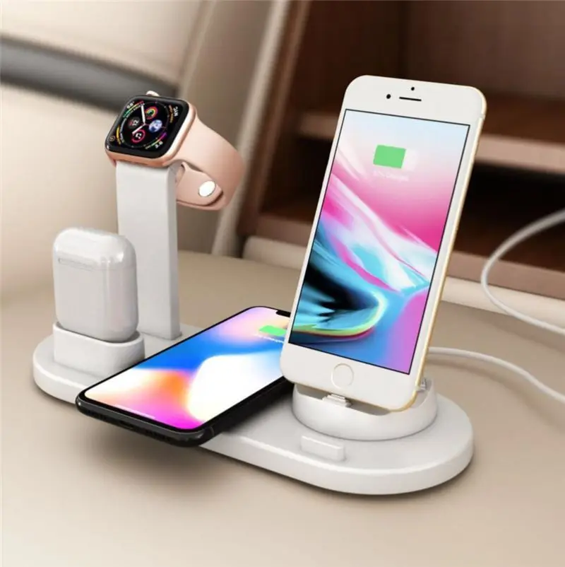 4 в 1 беспроводная зарядная док-станция для Apple Watch iPhone X XS XR MAX 11 Pro 8 Plus Airpods 10 Вт Qi