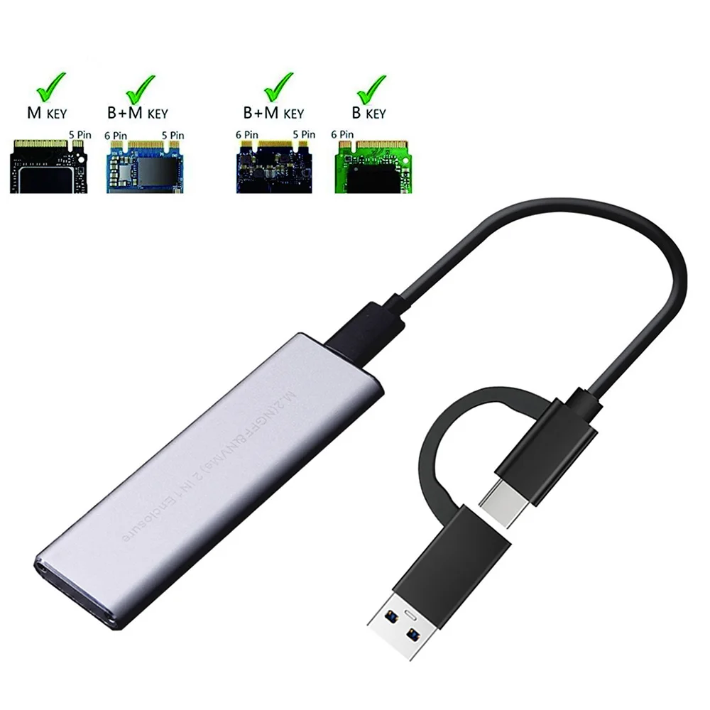 Корпус для жесткого диска компьютера 2 в 1 USB 3 на M.2 NVME PCIe SSD корпус 10 Гбит/с SATA/NVME PICE