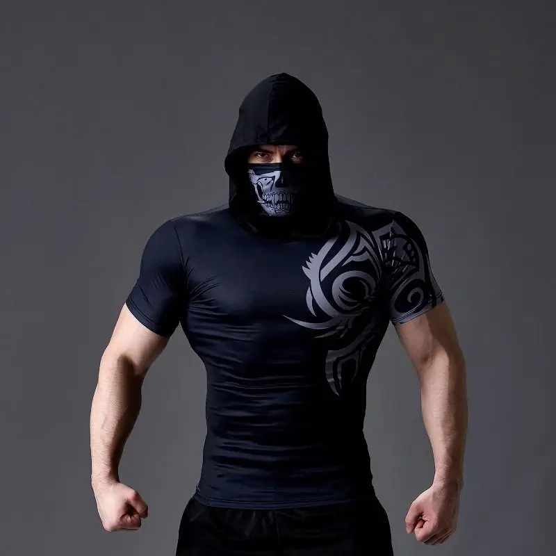 Tights men's fitness sports hooded scarf short sleeve running exercise training gown high-elastic quick-drying sunscreen trim
Tights men's fitness sports hooded scarf short sleeve running exercise training gown high-elastic quick-drying sunscreen trim
