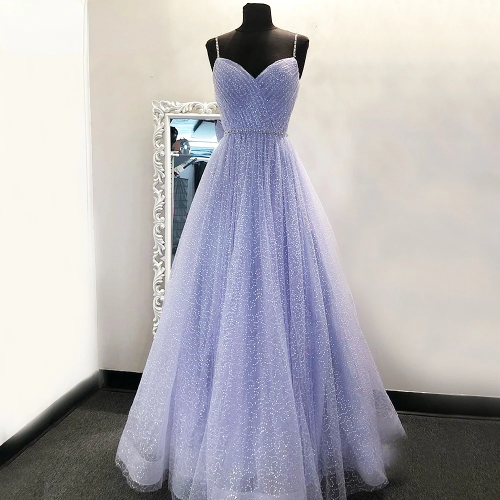 Lovely Lavender Prom Dresses Glitter Shiny Sweetheart Evening Dress Long Spaghetti Strap Simple long gown for women party
Lovely Lavender Prom Dresses Glitter Shiny Sweetheart Evening Dress Long Spaghetti Strap Simple long gown for women party