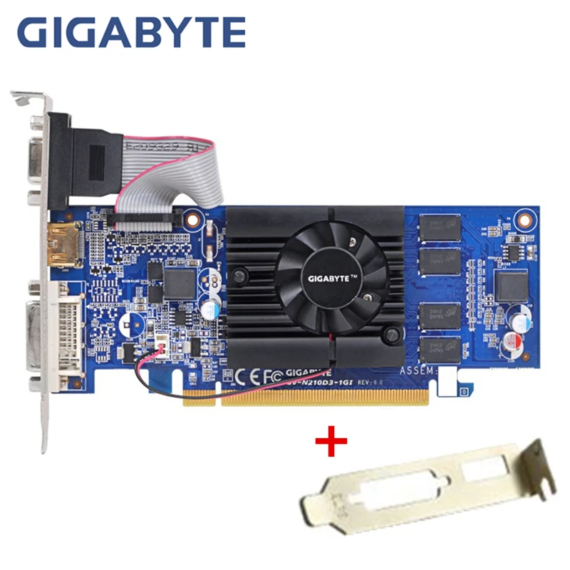 Gigabyte G210 1 Гб видеокарта NVIDIA GT G 210 GT210 512 М DDR3 видеокарты GPU Настольный ПК экран