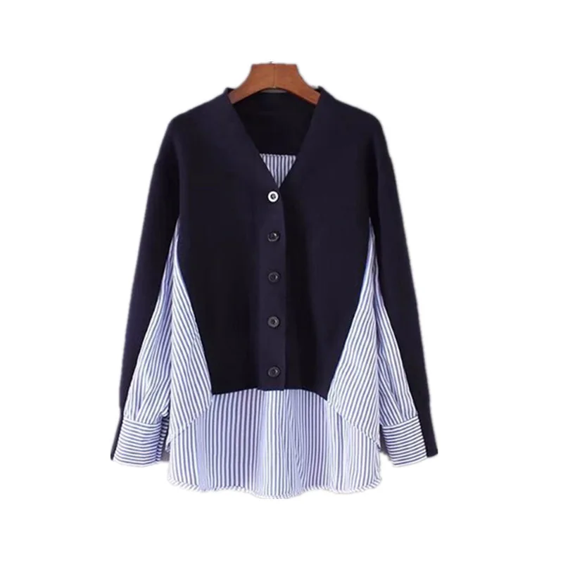 Creation 101 Autumn New Women's Cardigan Knitting Stitching Stripe Women's V-neck Loose Two-piece Sweater Cardigan Coat
Creation 101 Autumn New Women's Cardigan Knitting Stitching Stripe Women's V-neck Loose Two-piece Sweater Cardigan Coat