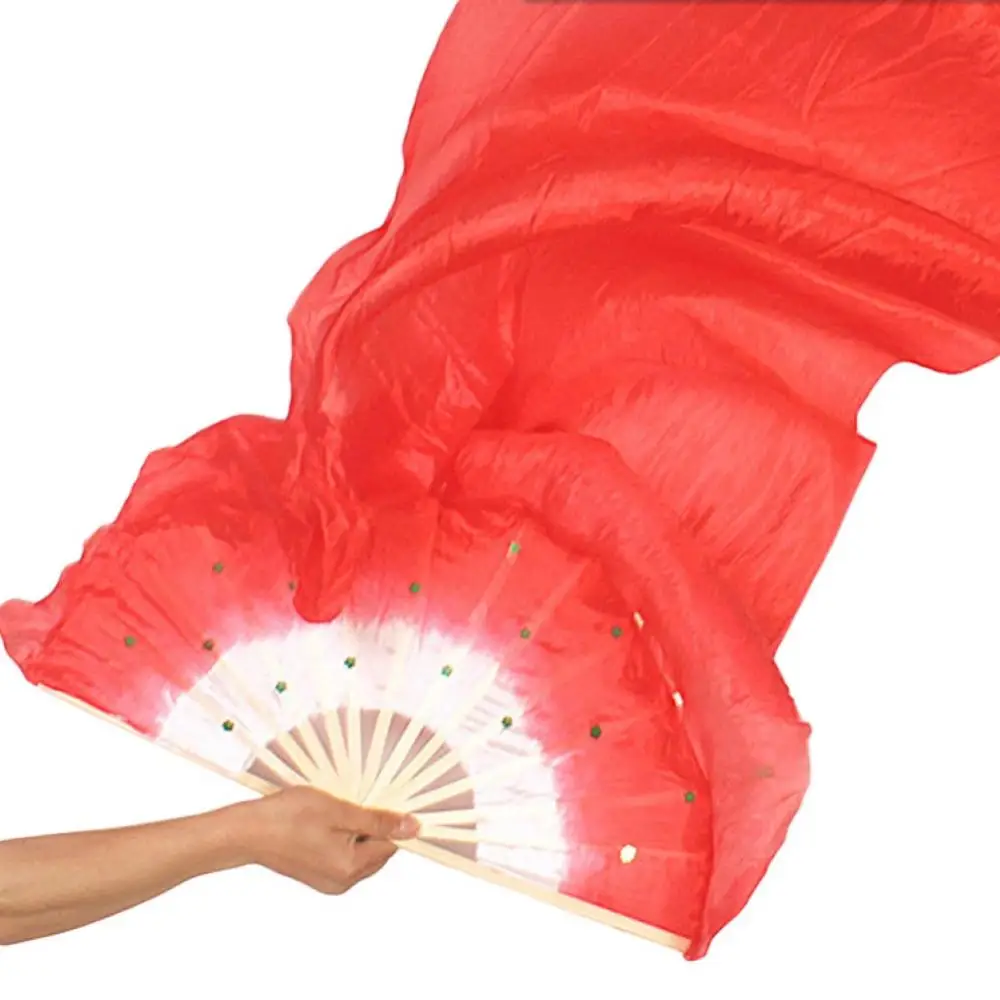 1.5m Dance Silk Sequins Fans 1 Pair Handmade Dyed Bamboo Imitation Kung Fu Tai Chi Fan Stage Performance Props hot | Дом и сад