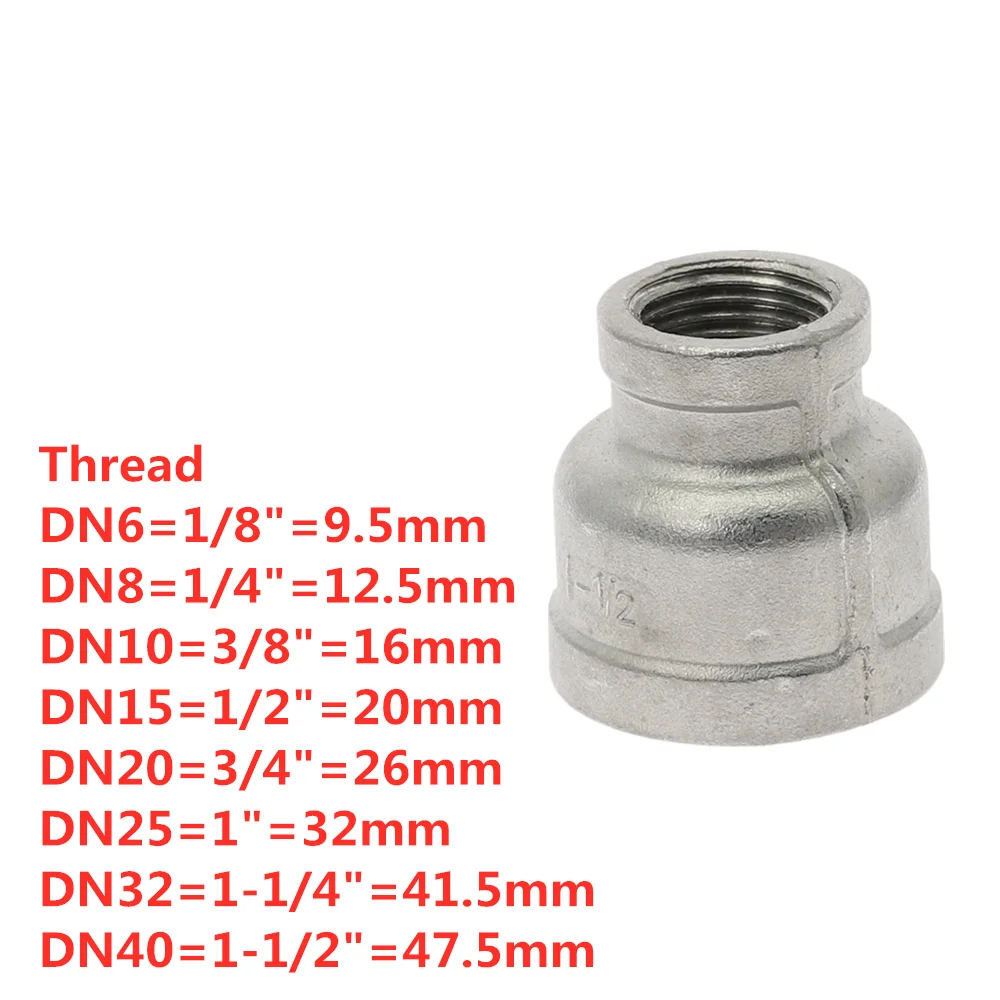 1/8" 1/4" 3/8" 1/2" 3/4" 1" 1-1/4" 1-1/2" BSP female to female Thread Reducer 304 Stainless Steel Pipe Fitting Connector Adpater
1/8" 1/4" 3/8" 1/2" 3/4" 1" 1-1/4" 1-1/2" BSP female to female Thread Reducer 304 Stainless Steel Pipe Fitting Connector Adpater
