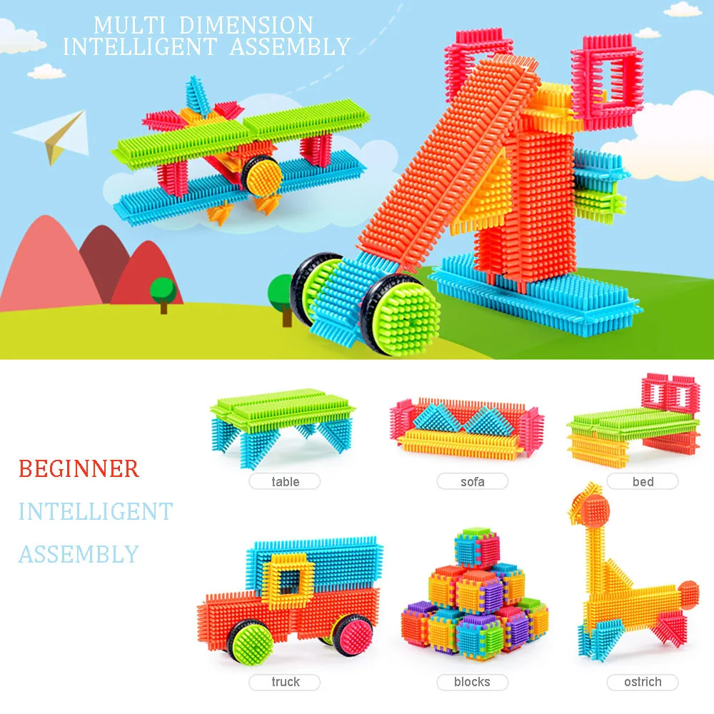 

150pcs Bristle Shape 3d Building Blocks Tiles Playboards Toys Construction Set Model & Building Toy Preschool Learning Toys
