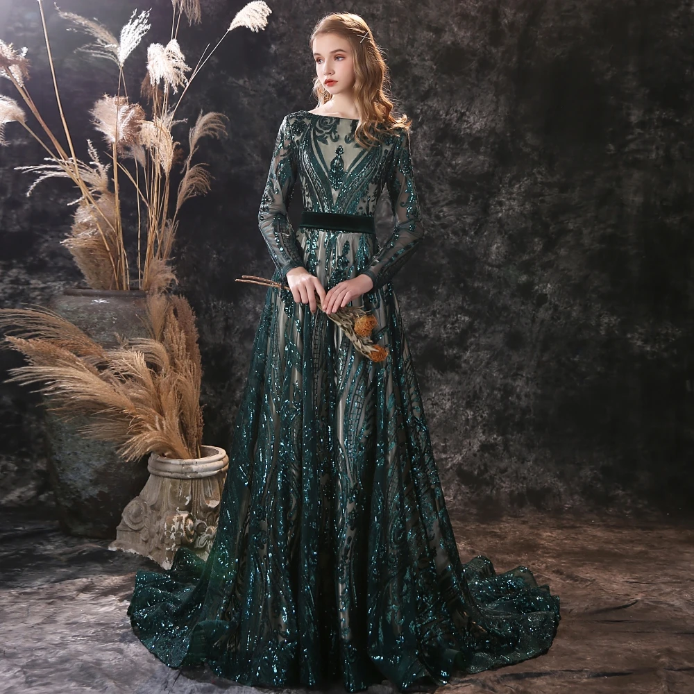 Evening Dresses Long Elegant Muslim Mermaid Long Sleeve Sequined Evening Gowns for Women Hunter Green Prom Party Formal Gown
Evening Dresses Long Elegant Muslim Mermaid Long Sleeve Sequined Evening Gowns for Women Hunter Green Prom Party Formal Gown