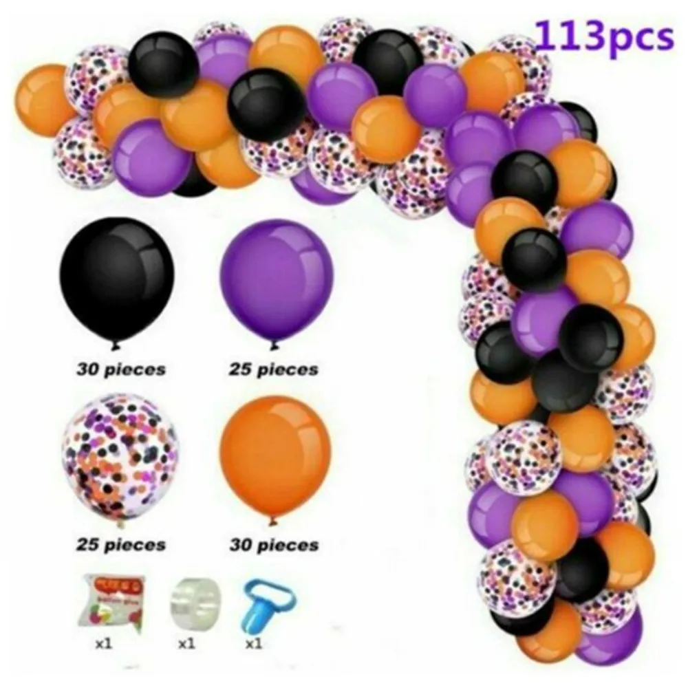 113pcs 12 Inch Halloween Balloons Garland Arch Kit Metal Confetti Latex Balloons Birthday Party Air Globos Halloween Decoration
113pcs 12 Inch Halloween Balloons Garland Arch Kit Metal Confetti Latex Balloons Birthday Party Air Globos Halloween Decoration