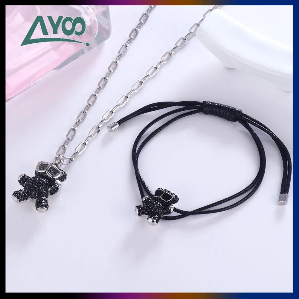 SWA Fashion Jewelry 1:1,Charm TEDDY Shining Sunglasses Black Bear Couple Necklace Bracelet Set For Women Jewelry Romantic Gift
SWA Fashion Jewelry 1:1,Charm TEDDY Shining Sunglasses Black Bear Couple Necklace Bracelet Set For Women Jewelry Romantic Gift