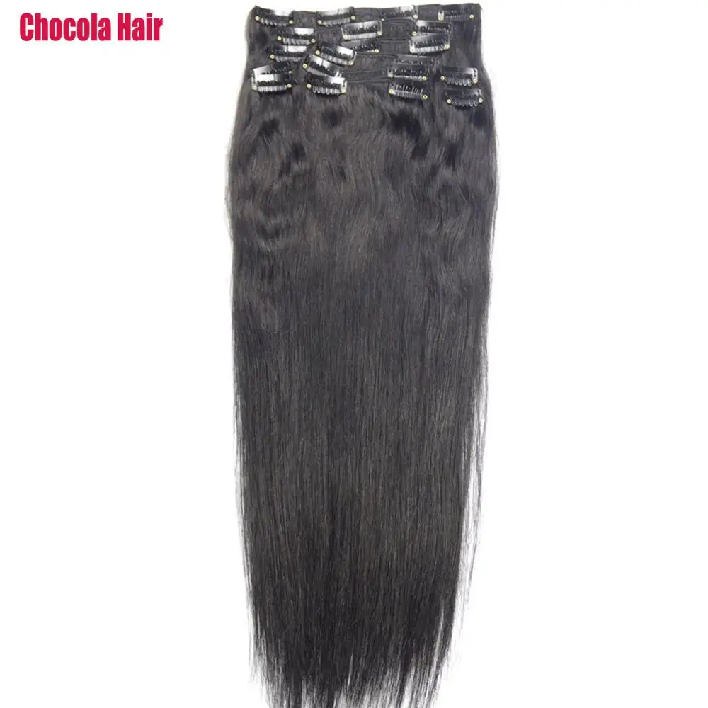 

Chocola Full Head 16"-28" Brazilian Machine Made Remy Hair 10pcs Set 200g Clip In Human Hair Extensions Natural Straight