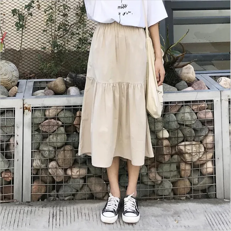 Japan Style Women 2021 Summer Solid Cotton And Linen Skirt Ruffles Casual Loose All-Match Skirt Vestido
Japan Style Women 2021 Summer Solid Cotton And Linen Skirt Ruffles Casual Loose All-Match Skirt Vestido