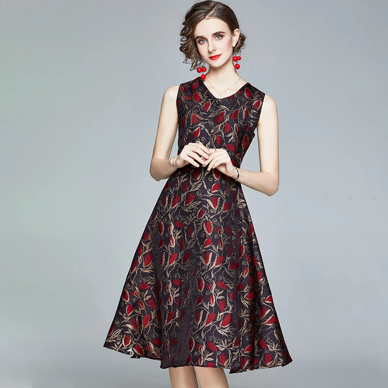Qiqi&Queen Autumn Winter Jacquard Dress Work Casual Party Slim Fashion A-line Dresses Women's Vintage Office Wear Tank Vestidos 
Qiqi&Queen Autumn Winter Jacquard Dress Work Casual Party Slim Fashion A-line Dresses Women's Vintage Office Wear Tank Vestidos