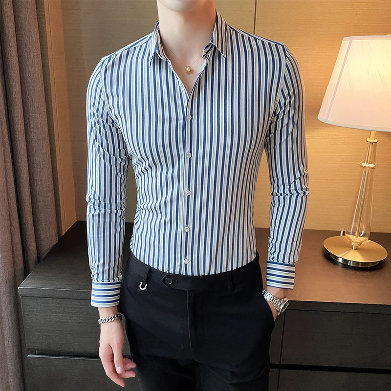 Fashion Business Dress Shirts for Men Long Sleeve Slim Fit Striped Shirt Chemise Homme Social Men Clothing Camisas Para Hombre
Fashion Business Dress Shirts for Men Long Sleeve Slim Fit Striped Shirt Chemise Homme Social Men Clothing Camisas Para Hombre
