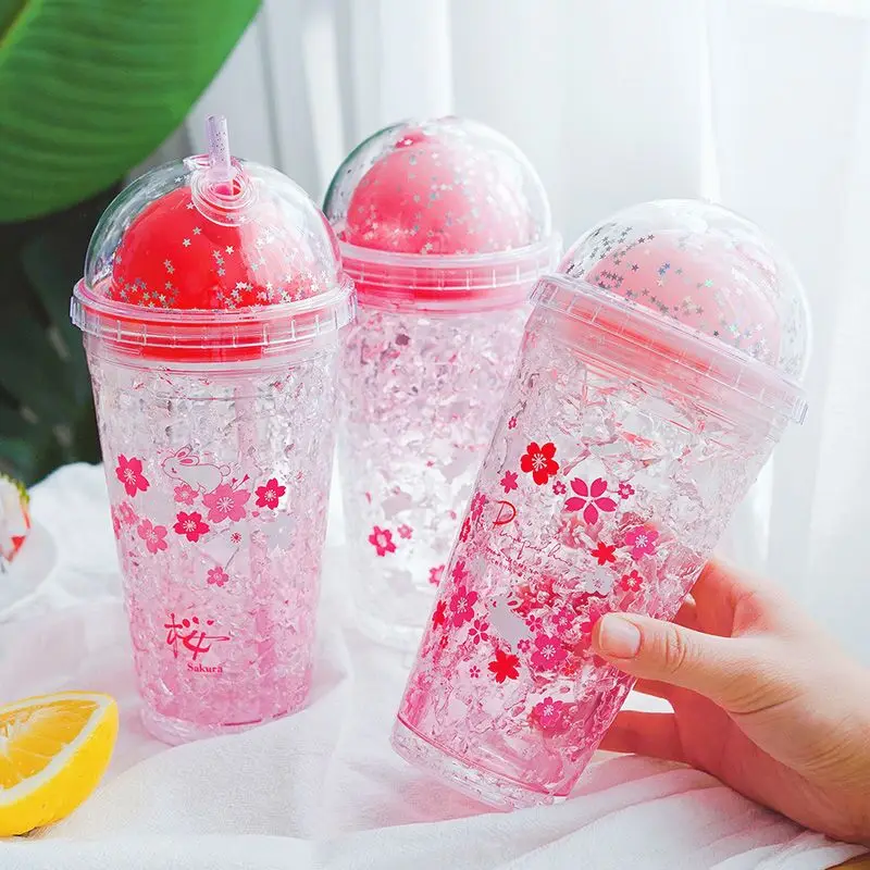 Creative Sequin Plastic Water Bottle Kawaii Cherry Blossom Crushed Ice Cup Summer Ice Drink Bottle with Straw Coffee Juice Cups
Creative Sequin Plastic Water Bottle Kawaii Cherry Blossom Crushed Ice Cup Summer Ice Drink Bottle with Straw Coffee Juice Cups