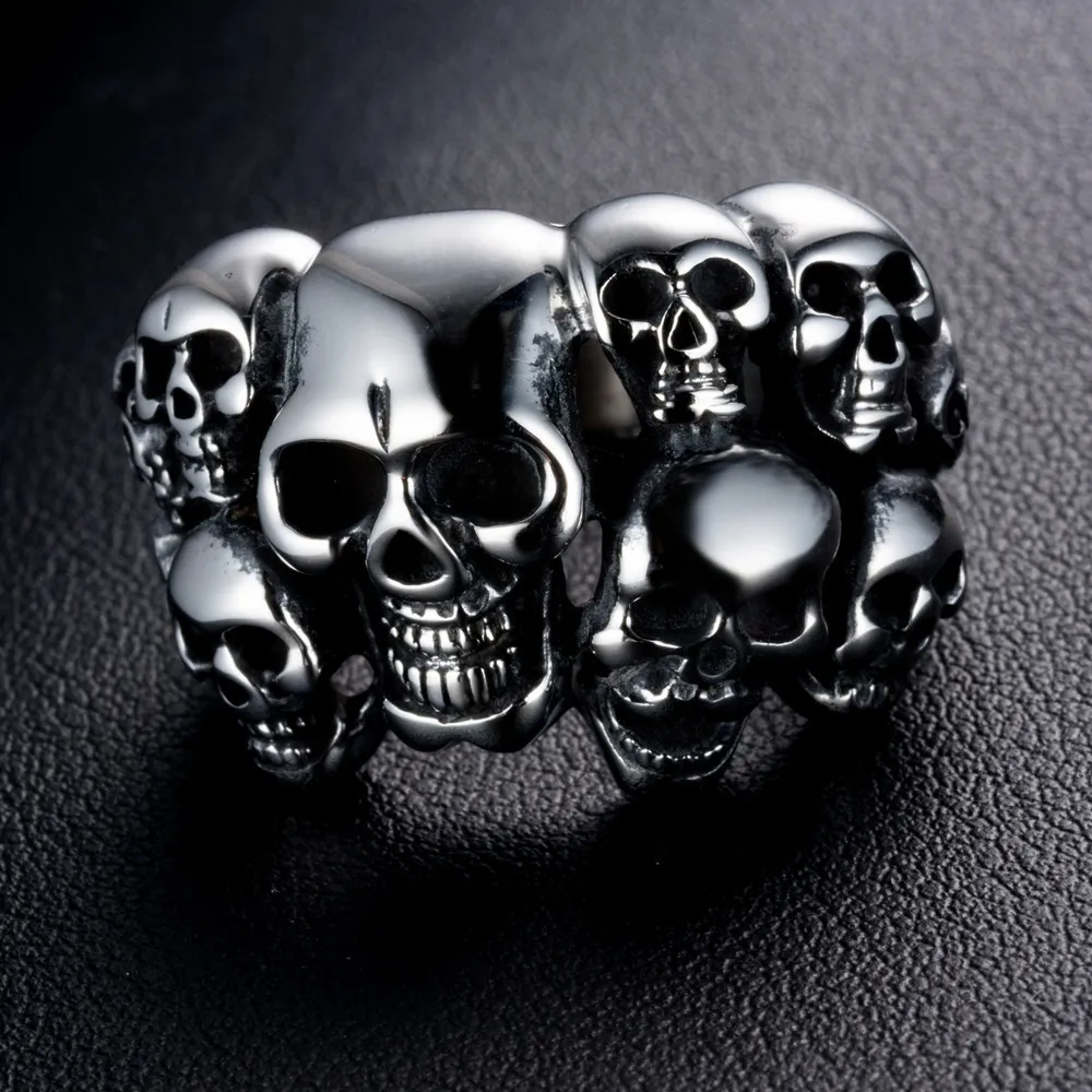 Vintage Men's Titanium Steel Ring is Combination Of Multiple Skulls Ring Fashion Party Punk Motorcycle Jewelry Wholesale
Vintage Men's Titanium Steel Ring is Combination Of Multiple Skulls Ring Fashion Party Punk Motorcycle Jewelry Wholesale