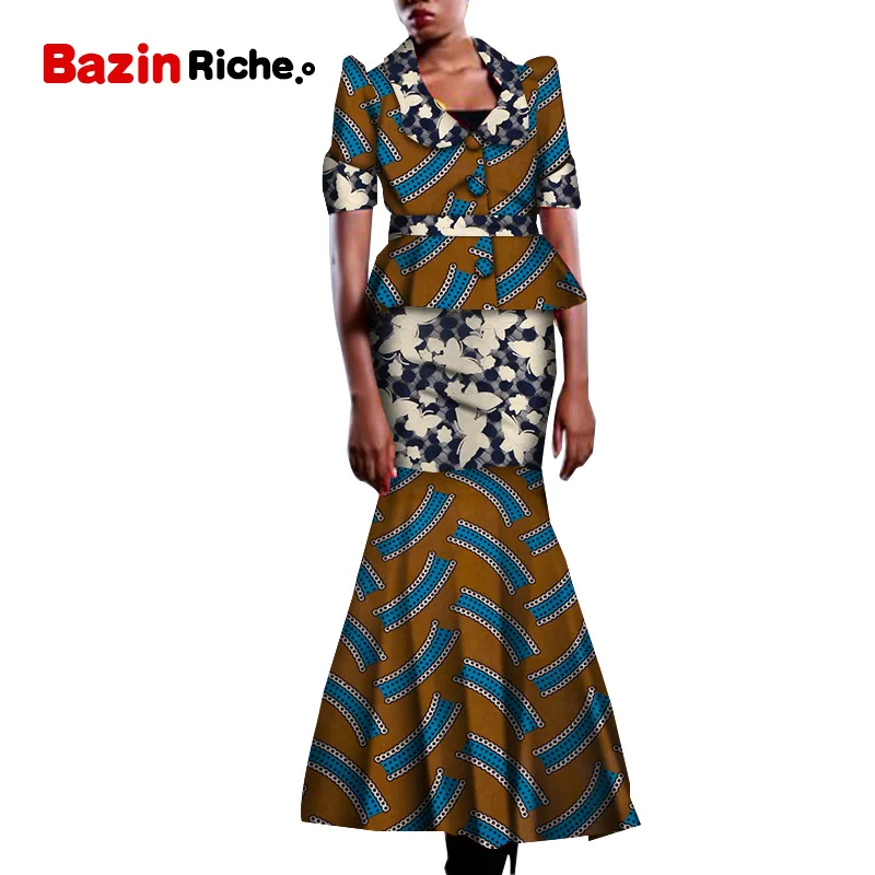 African Dashiki Clothes for Women O-neck Skirt Set Natural Bazin Riche African Fashion Clothing Cotton Plus Size WY5810 
African Dashiki Clothes for Women O-neck Skirt Set Natural Bazin Riche African Fashion Clothing Cotton Plus Size WY5810
