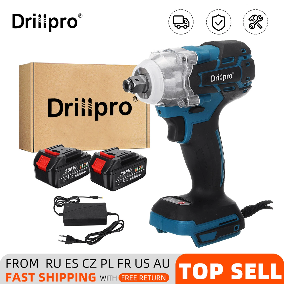 NEW 388vf 520N.M Brushless Cordless Electric Impact Wrench 1/2 inch Power Tools 2X15000Amh Li Battery Adapt to Makita 18V
NEW 388vf 520N.M Brushless Cordless Electric Impact Wrench 1/2 inch Power Tools 2X15000Amh Li Battery Adapt to Makita 18V