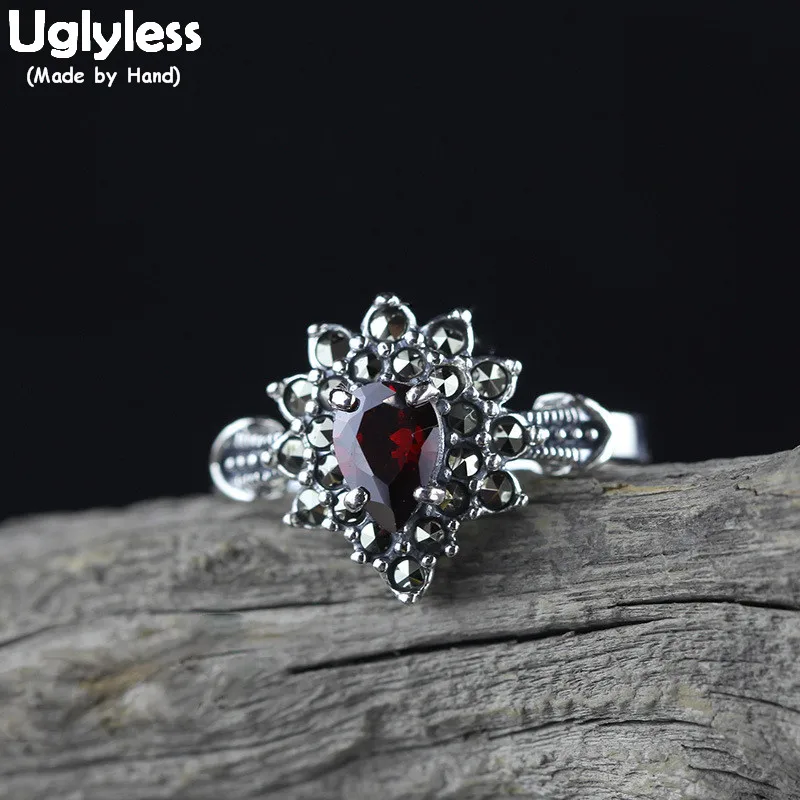 Uglyless Heart-shape Garnet Open Rings for Women Exotic Thai Silver Rings Solid 925 Sterling Silver Fine Jewelry Gemstones R973
Uglyless Heart-shape Garnet Open Rings for Women Exotic Thai Silver Rings Solid 925 Sterling Silver Fine Jewelry Gemstones R973