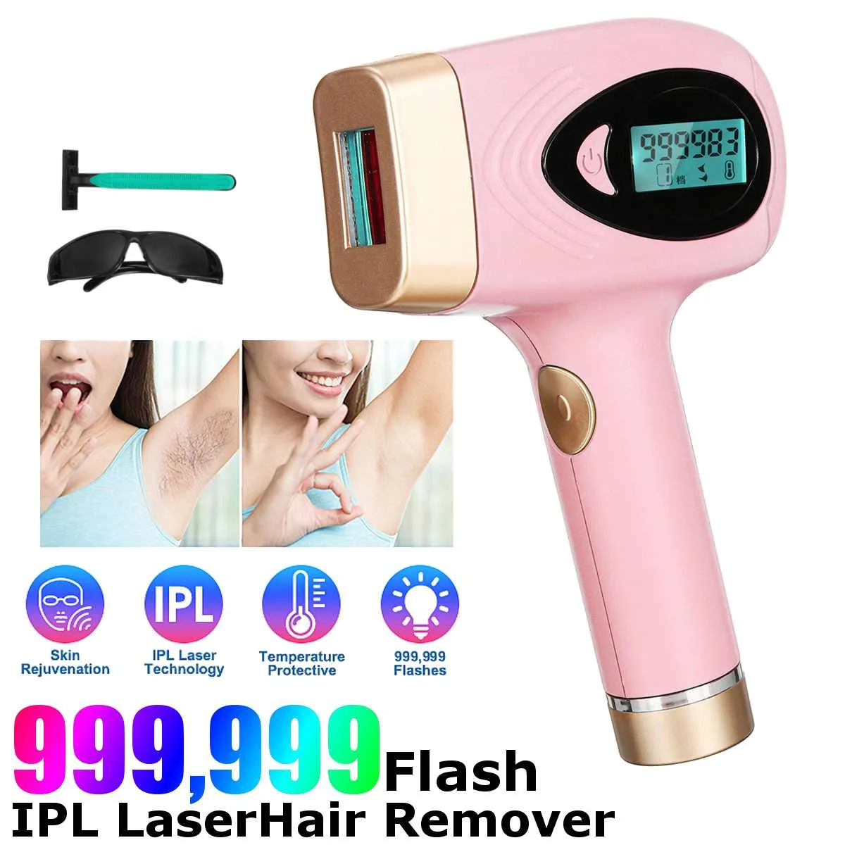 IPL Laser Epilator Hair Removal 990000 Flashes LCD Display Permanent Bikini Trimmer for Men Women Electric depilador a laser
IPL Laser Epilator Hair Removal 990000 Flashes LCD Display Permanent Bikini Trimmer for Men Women Electric depilador a laser