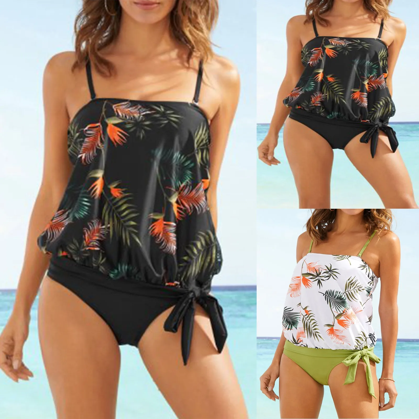 Loose Split Waist Women's Fashion Bikini Swimsuit Floral Print High Swimwears Tankinis Set
Loose Split Waist Women's Fashion Bikini Swimsuit Floral Print High Swimwears Tankinis Set