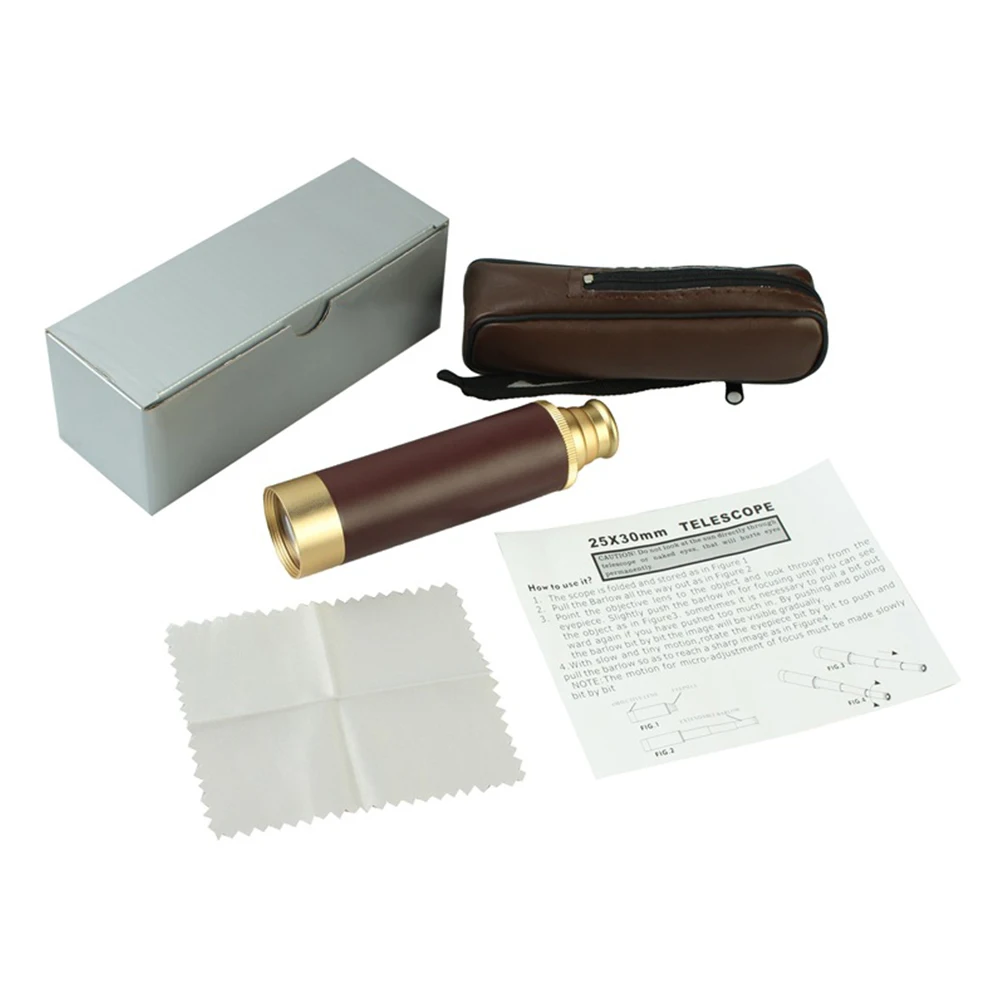 Pirate Monocular Telescope Retro Monocular 25x30 Zoomable Collapsible Monocular with Leather Pouch for Voyage Hiking Travel 
Pirate Monocular Telescope Retro Monocular 25x30 Zoomable Collapsible Monocular with Leather Pouch for Voyage Hiking Travel