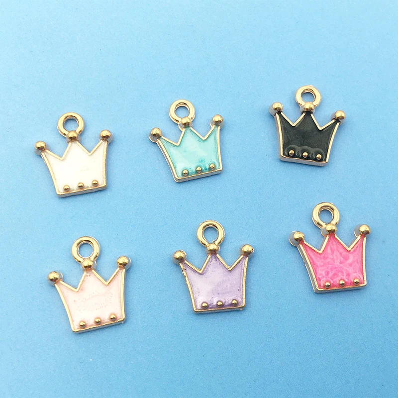

10cs/Lot Zinc Alloy Enamel Gold Plated Crown Charms Earring Pendant for DIY Fashion Jewelry Making Bracelets Necklace Accessorie