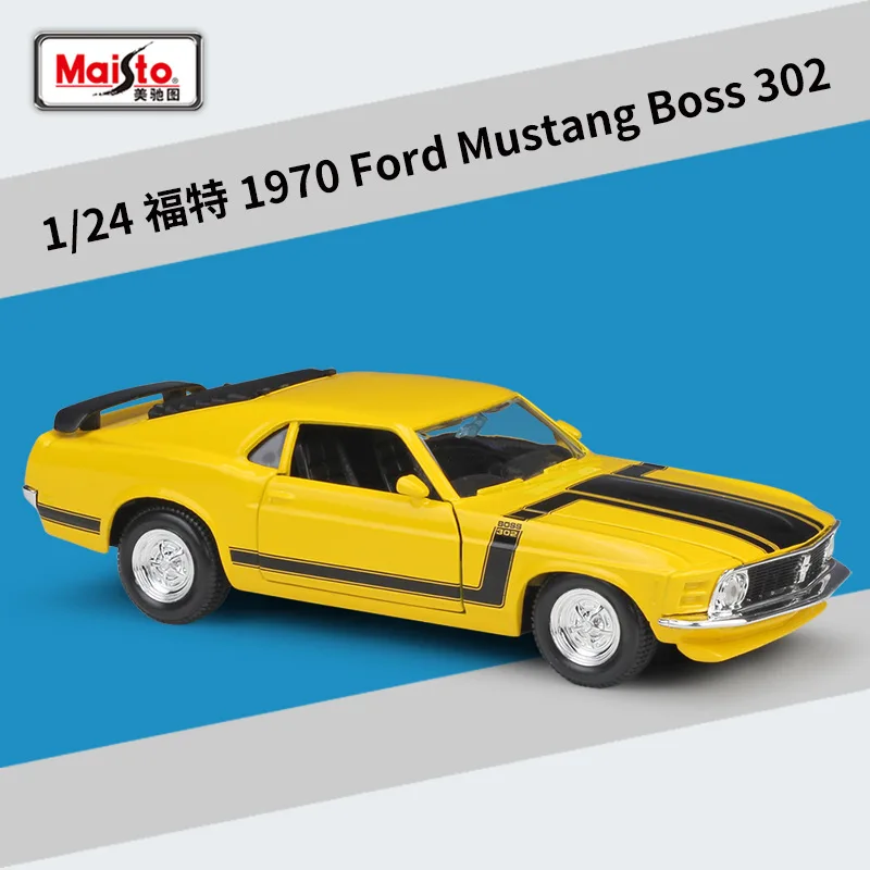 Maisto 1:24 1970 Ford Mustang Boss 302 желтые статические литые автомобили Коллекционная модель