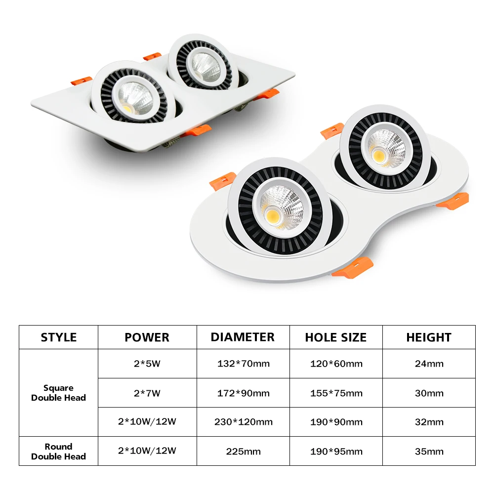 Double Head Recessed Down light Led Dimmable 10W Spot Led Ceiling Lighting 360 Adjustable For Living Room Bedroom AC110V220V
Double Head Recessed Down light Led Dimmable 10W Spot Led Ceiling Lighting 360 Adjustable For Living Room Bedroom AC110V220V