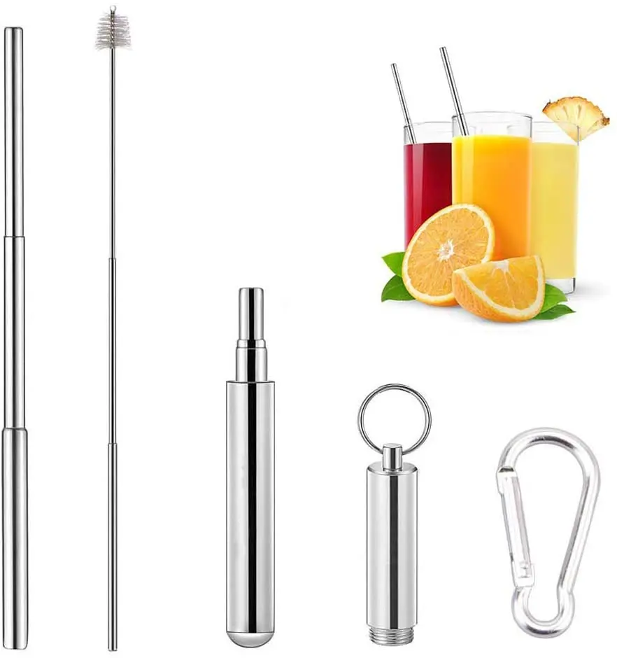 Collapsible Reusable Straw Portable Stainless Steel Telescopic Metal Drinking with Case and Brush for Travel Outdoor
Collapsible Reusable Straw Portable Stainless Steel Telescopic Metal Drinking with Case and Brush for Travel Outdoor
