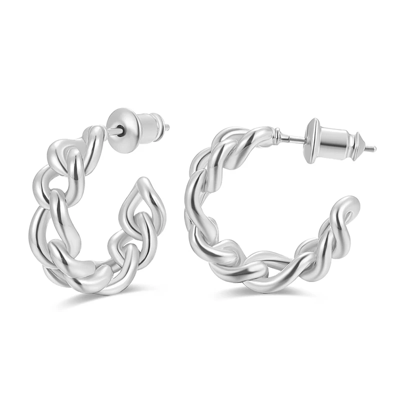 Copper Cuban Chain Stud Earrings Braided Chain Style C Shape Earrings For Women Fashion Wedding Party Jewelry Gift Wholesale
Copper Cuban Chain Stud Earrings Braided Chain Style C Shape Earrings For Women Fashion Wedding Party Jewelry Gift Wholesale